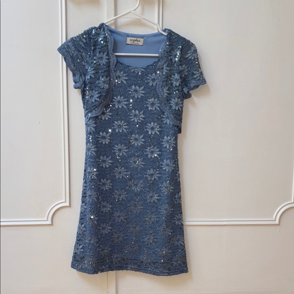 Blue Sequin Kids Formal Dress